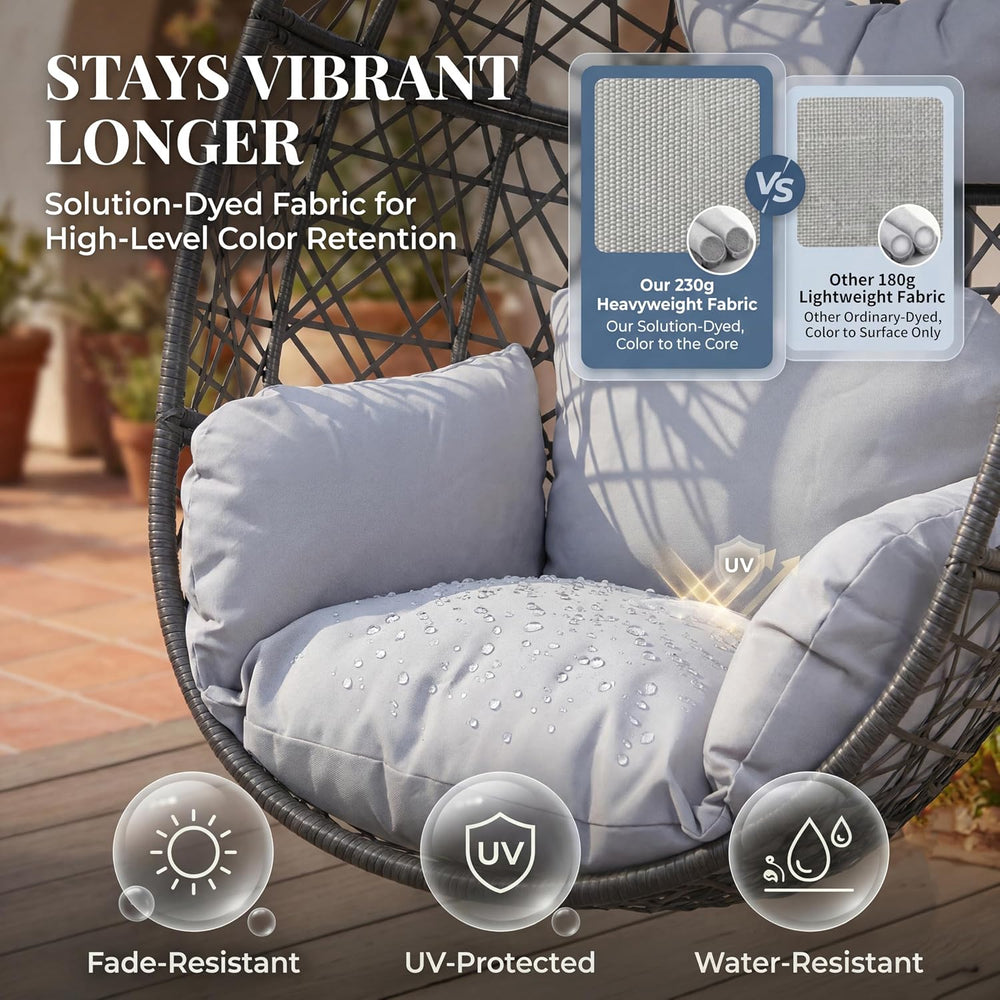 NICESOUL Swing Egg Chair with Stand, Bird Cage Patio Hanging Chair with Cushi...