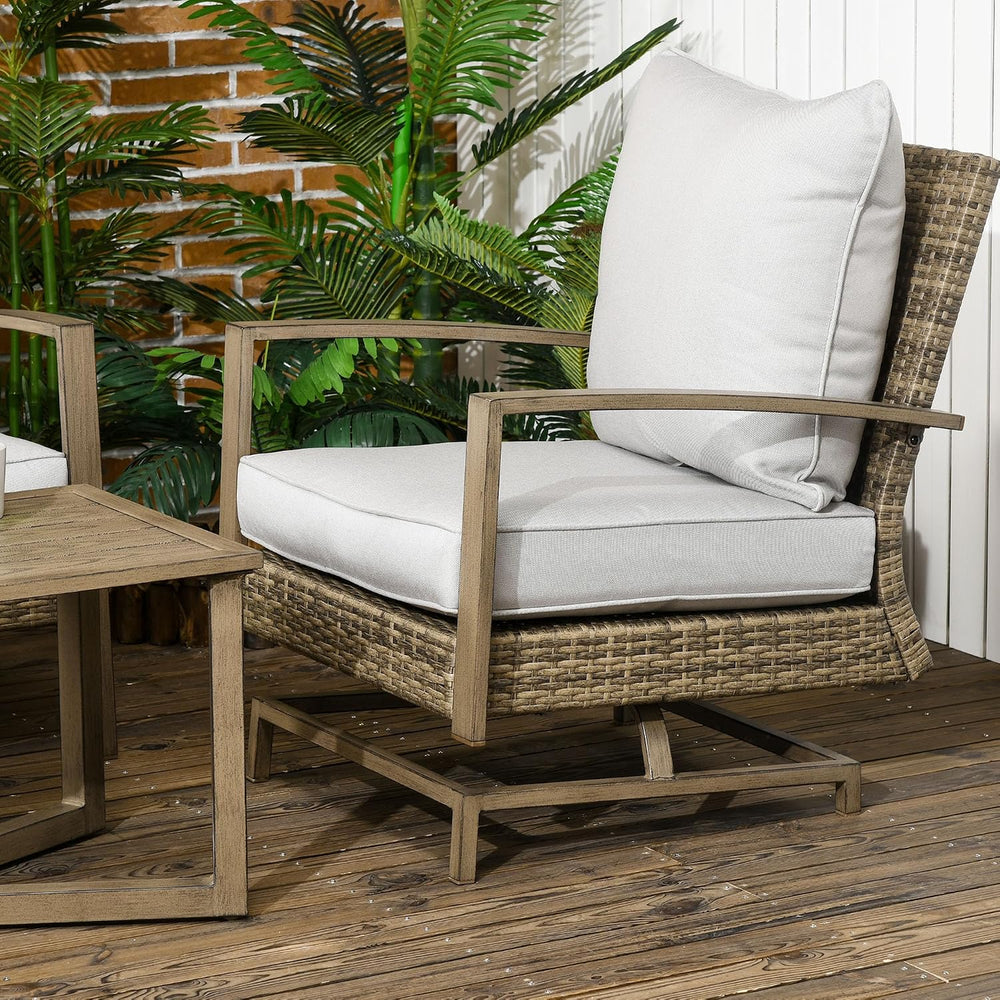 Outsunny 4 Piece Wicker Patio Furniture Set with 2 Rocking Chairs, Loveseat S...