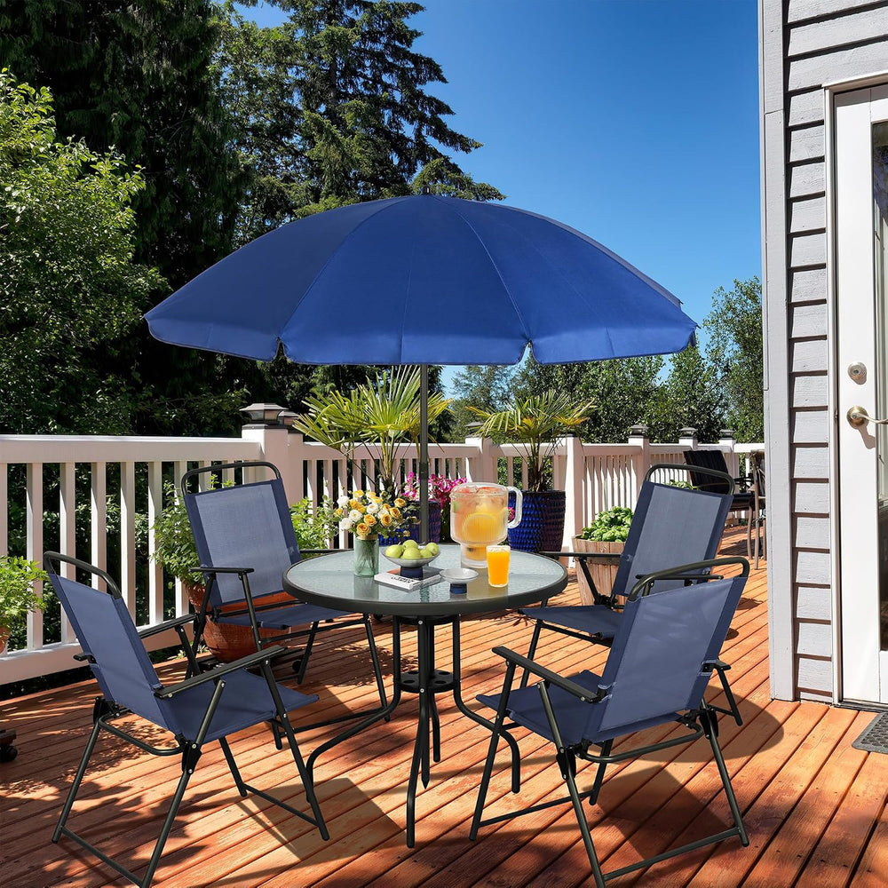 Vongrasig 6 Pieces Folding Patio Dining Set, All Weather Small Metal Outdoor ...