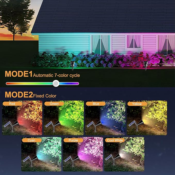 Solar Spot Lights Outdoor, Color Changing Spot Lights Outdoor 36 LEDs, Adjust...