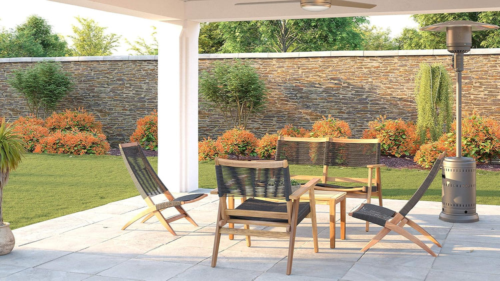 Patio Sense 63364 Lisa Modern Lounge Chair Natural Wood Finish Mid Century Mo...