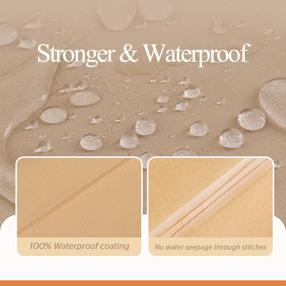 WJ-X3 Patio Furniture Cover, Large, Beige & Coffee, 108W x 84D x 31H