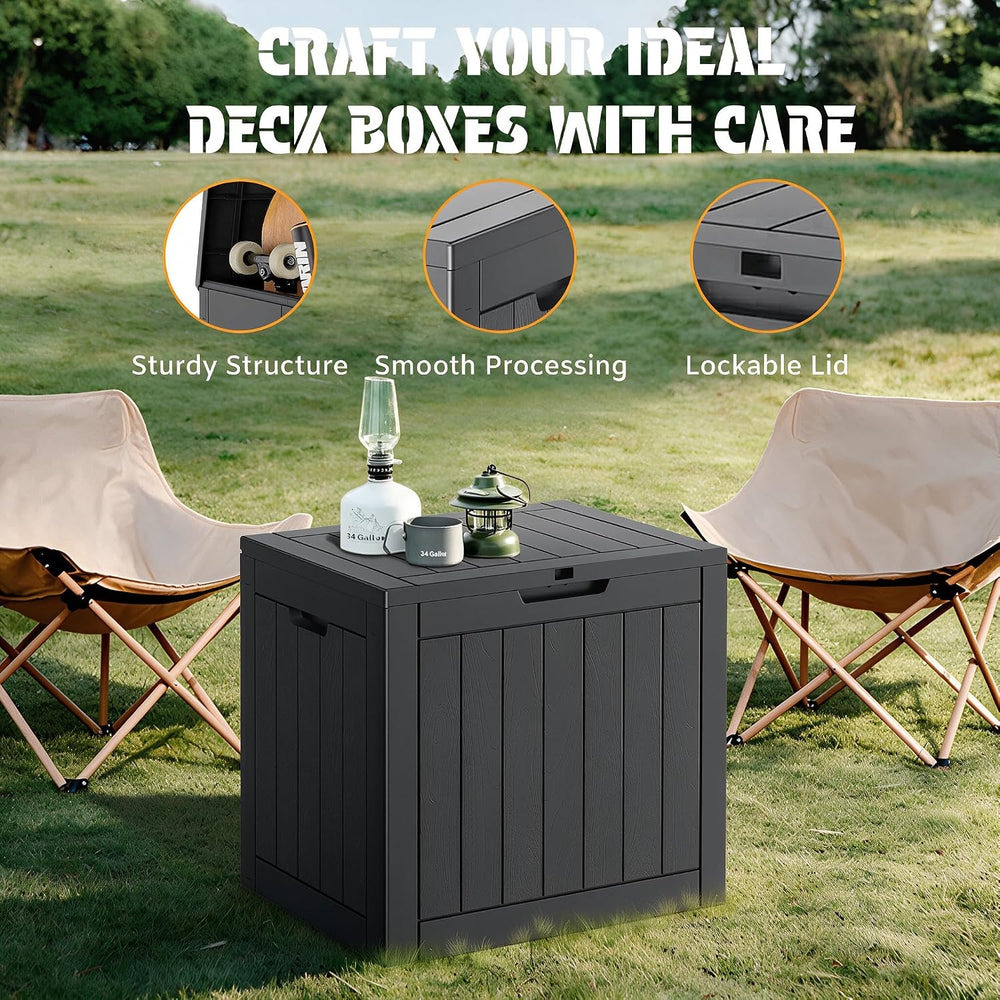 NUNU LAB 34 Gal Outdoor Storage Box Waterproof Lockable,Deck Box,Black