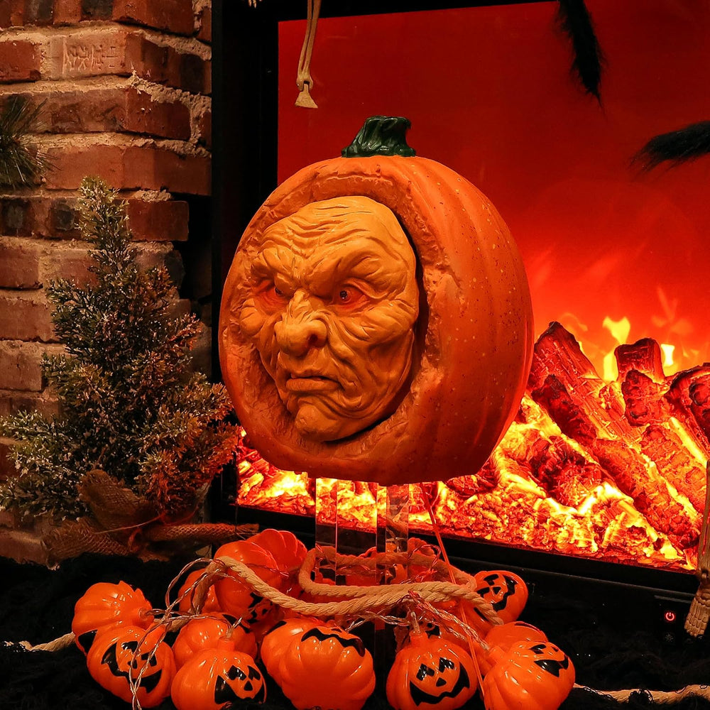 Scary Animated Pumpkin Decor for Halloween Haunted House‌ (Orange)