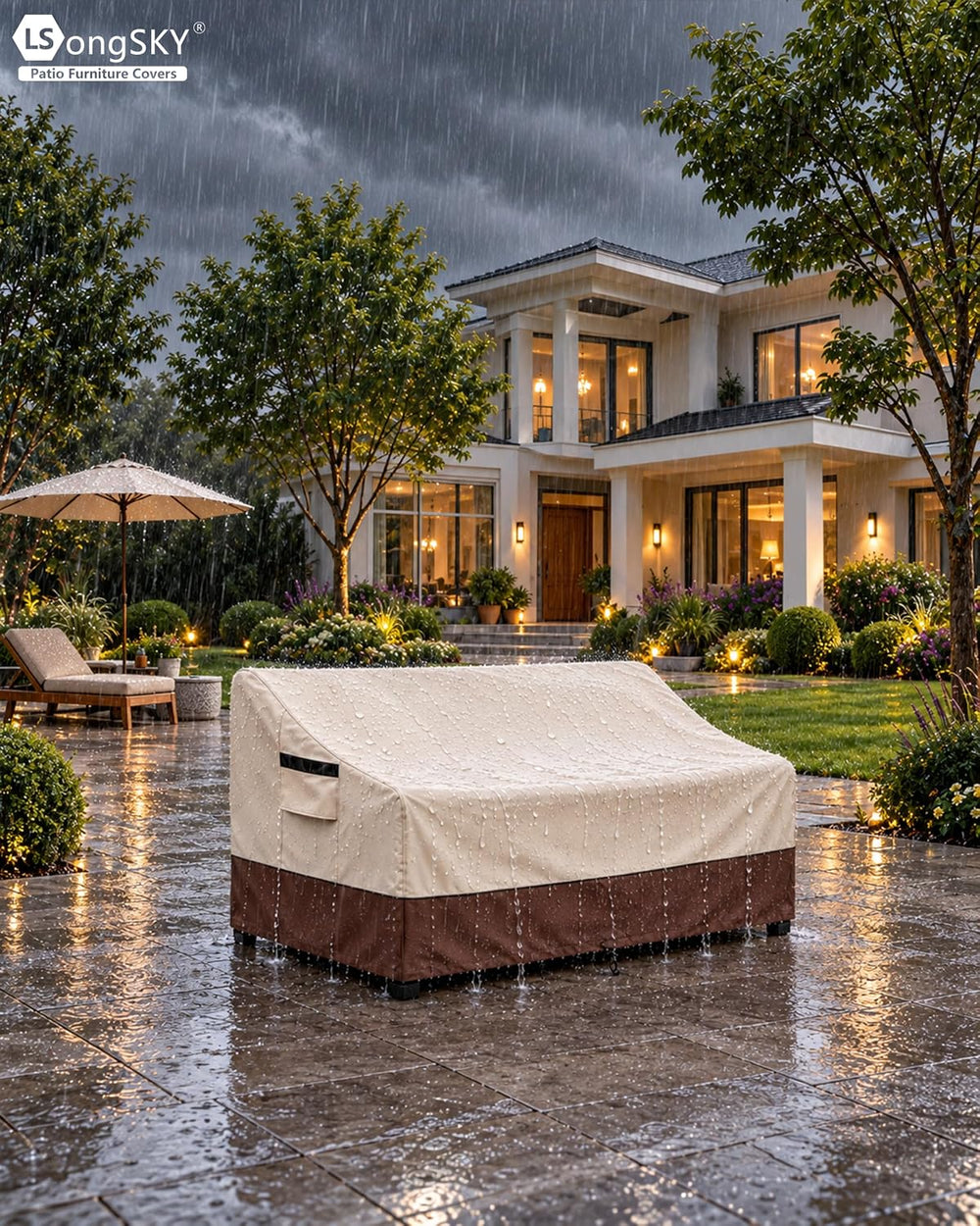 Patio 3-Seater Sofa Cover,Outdoor Couch Cover Fits up to 79W x 37D x 35H Inch...