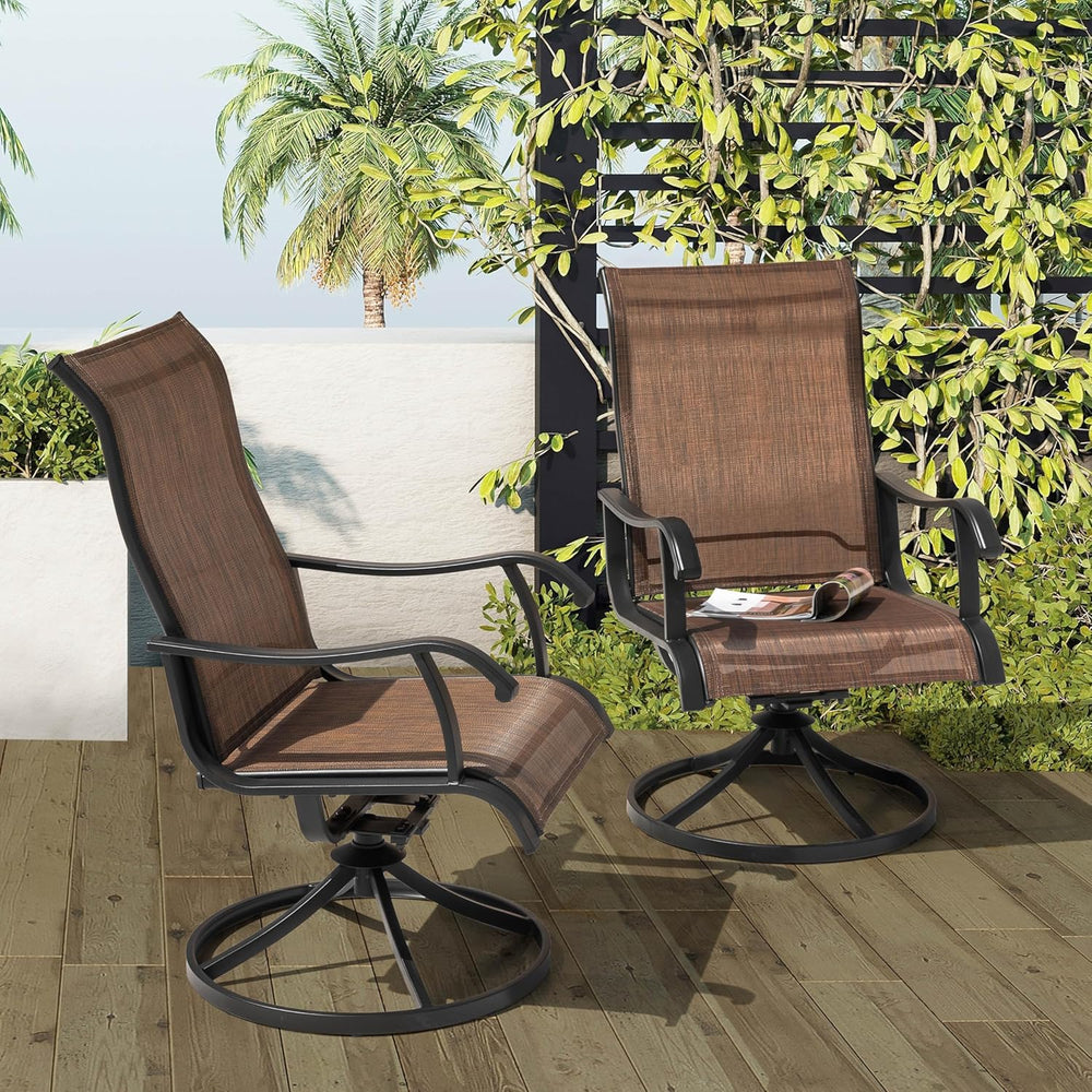 NUU GARDEN Patio Swivel Chair Set of 2, Outdoor Swivel Rocker Dining Chairs w...
