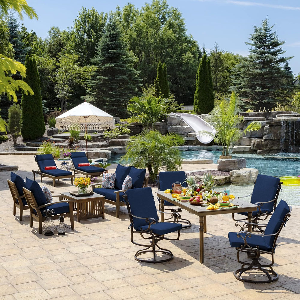 Arden Outdoor Dining Chair Cushion, 4-Pack, 20x44, Sapphire Blue