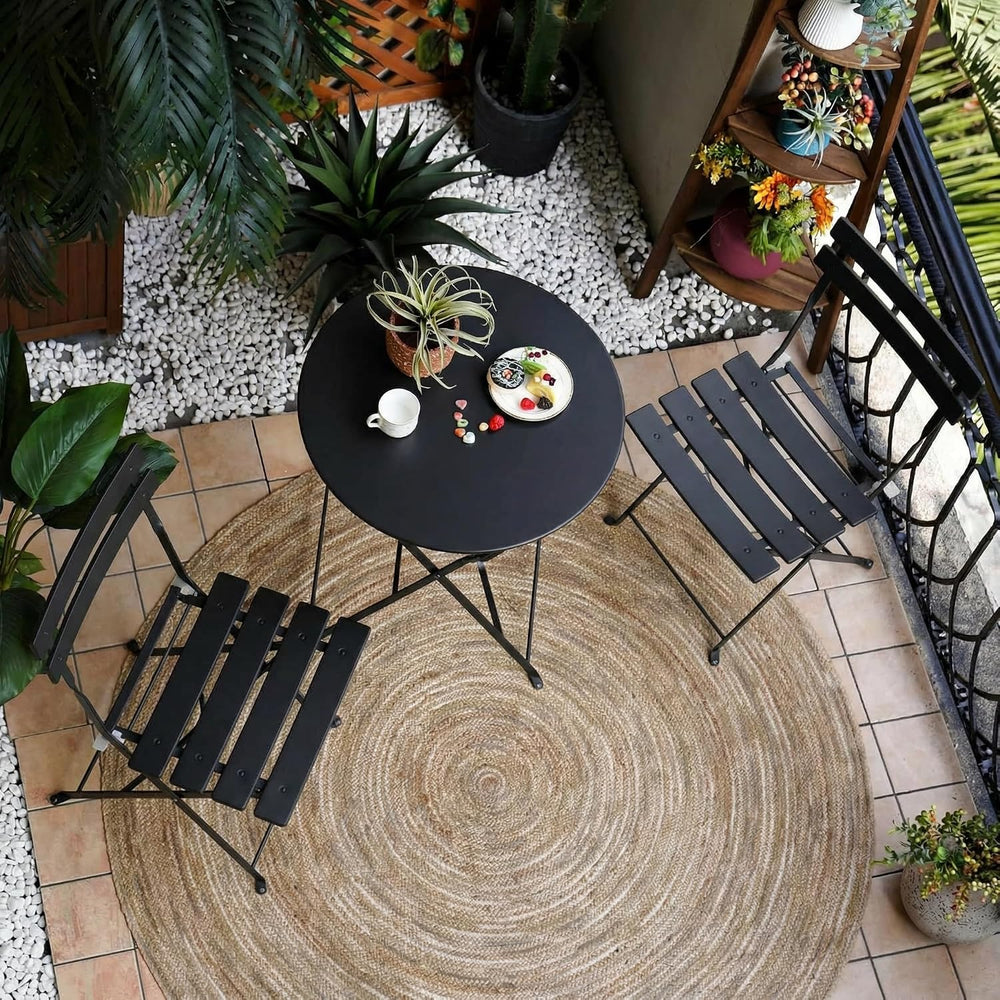 Grand patio 3-Piece Folding Patio Bistro Set Outdoor Porch Balcony, Black