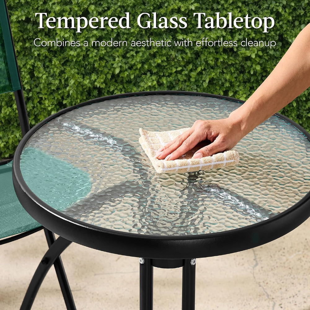 Best Choice Products 3-Piece Patio Bistro Dining Furniture Set w/Textured Gla...