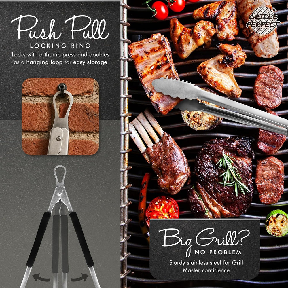 Grill Tongs 24-Inch Super Long Extra Heavy Duty for Grilling and Barbecue Hea...