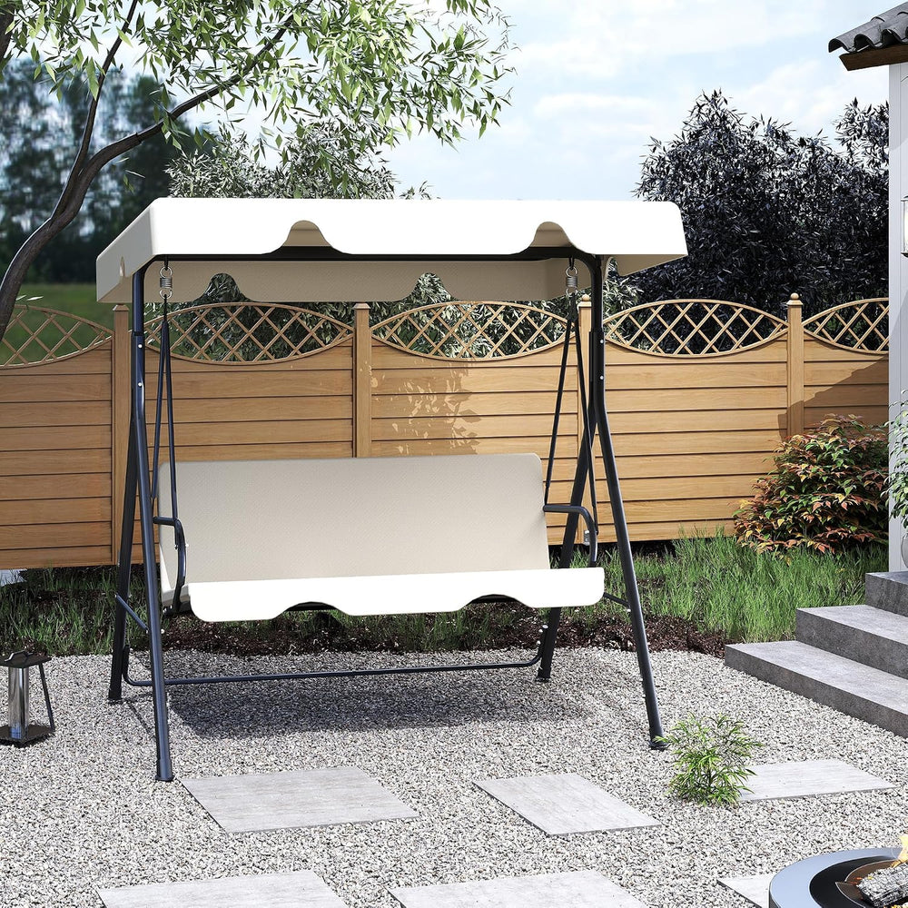 Murago Outdoor Patio Swing Chair with Adjustable Canopy, Beige