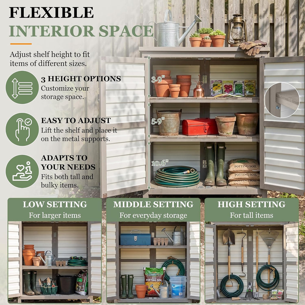 Gowoodhut Outdoor Storage Cabinet with Shelve Garden Patio Tool Storage