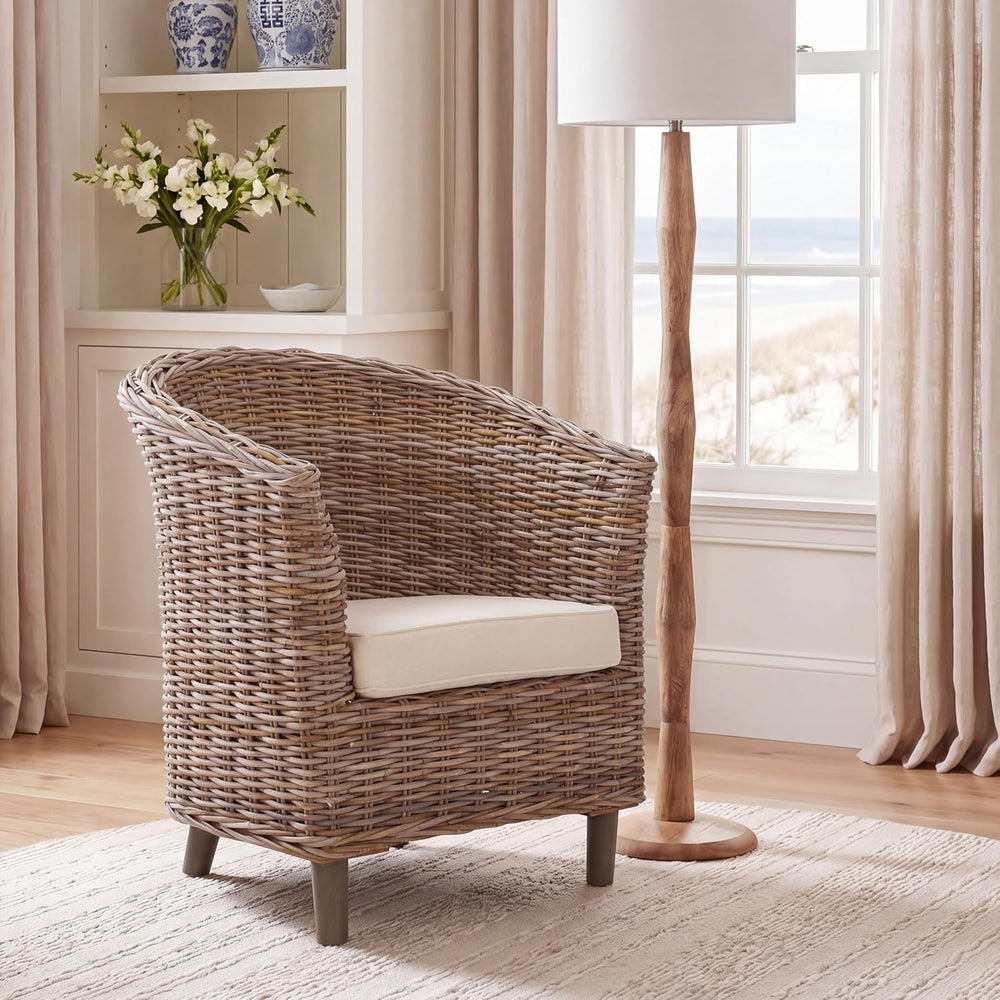 SAFAVIEH Omni Barrel Wood Accent Chair, 30" FOX6501C