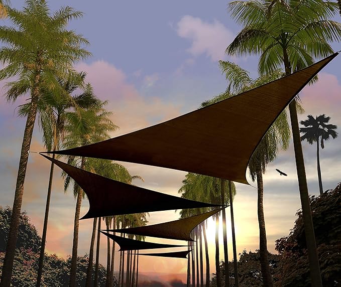 Amgo 18' x 18' x 18' Brown Triangle Sun Shade Sail UPF50+ Canopy ...