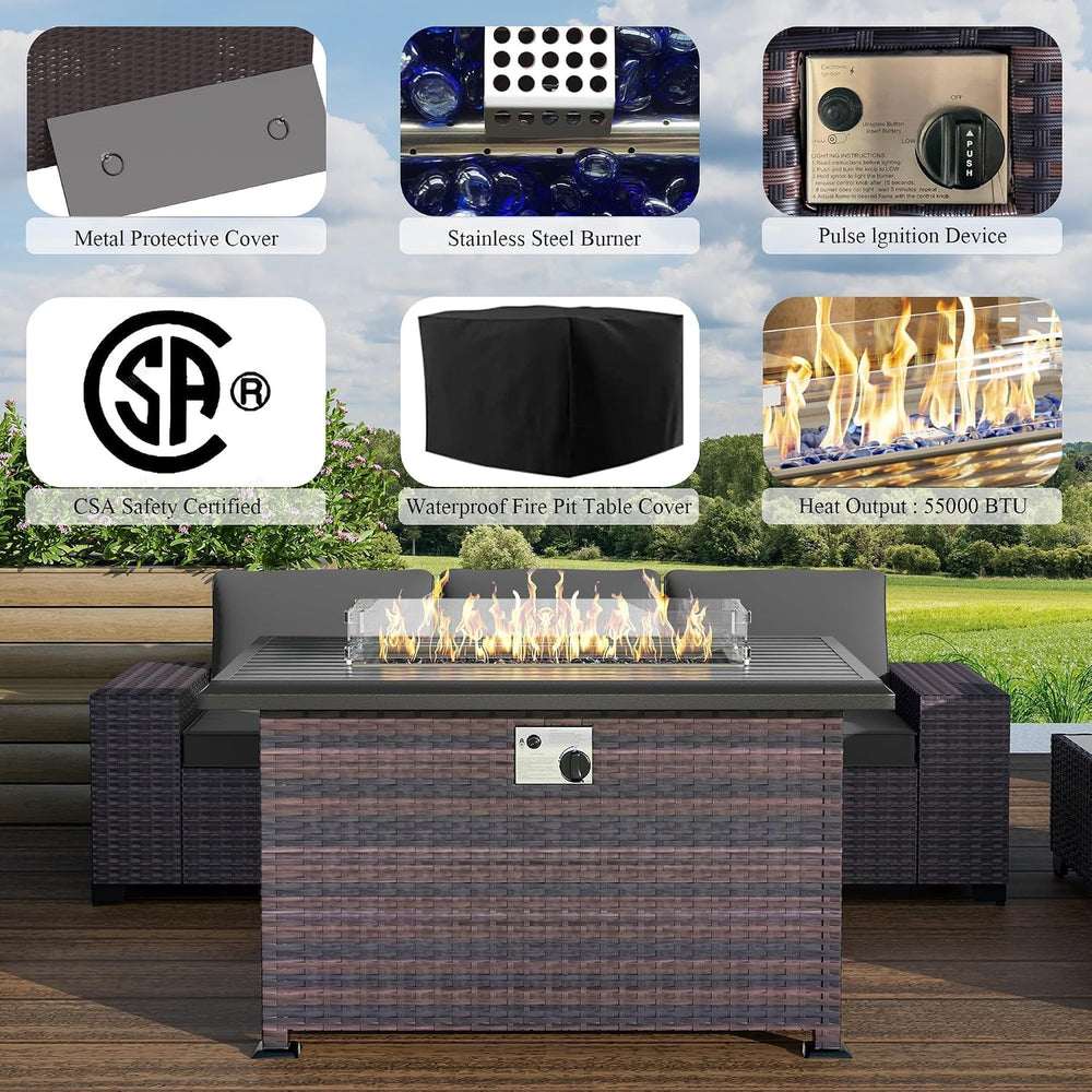 7 Pieces Outdoor Patio Furniture Set,Sand