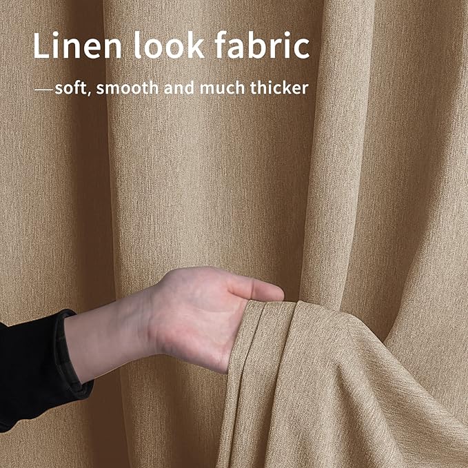 Easy-Going Linen Look Outdoor Curtains Waterproof Windproof Porch Curtains, S...