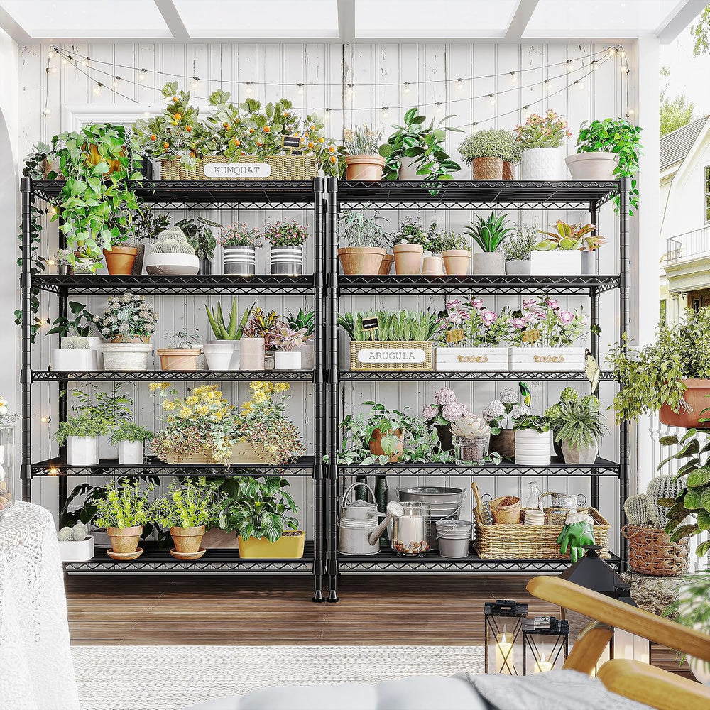 REIBII 63" H 5-Tier Heavy Duty Storage Shelves, 1020 lbs, 2-in-1 Adjustable