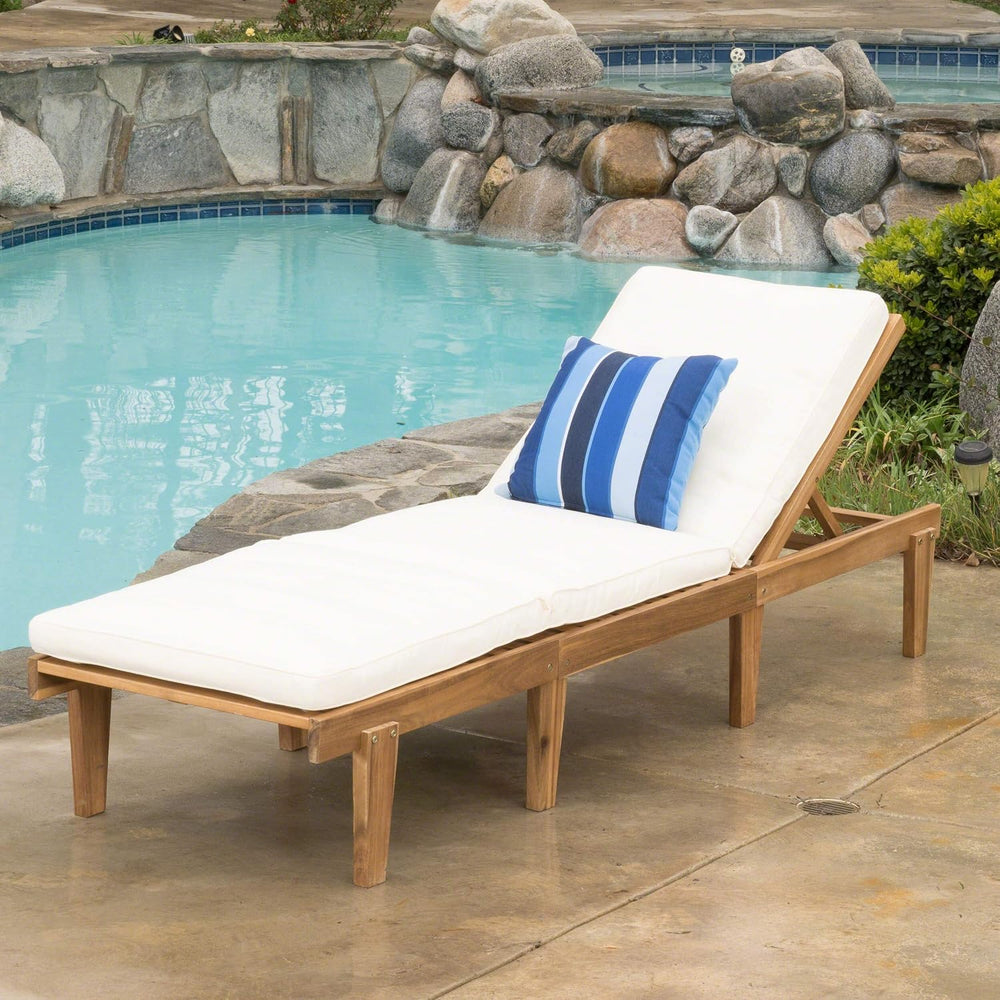 Christopher Knight Home Ariana Acacia Wood Chaise Lounge with Cushion, Teak F...