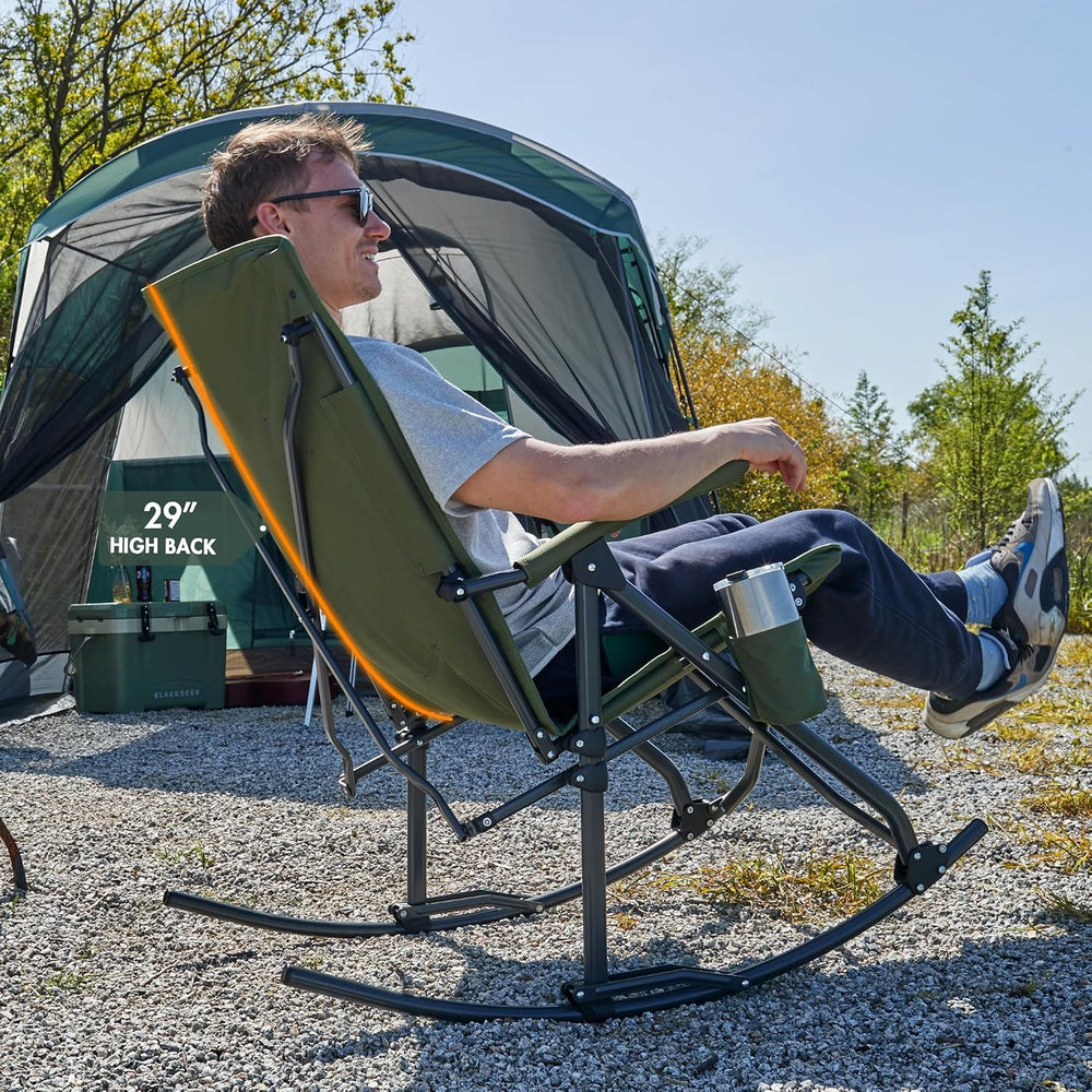 Portal Oversized Folding Rocking Camping Chair High Back Outdoor Rocker Porta...