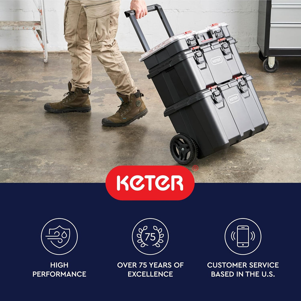 Keter Stack N Rolling Tool Box Modular Storage System 3 Piece