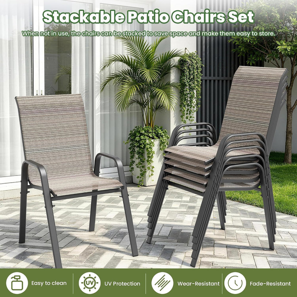 7 Pieces Outdoor Patio Furniture Set with 48" 55000 BTU Round Propane Fi...
