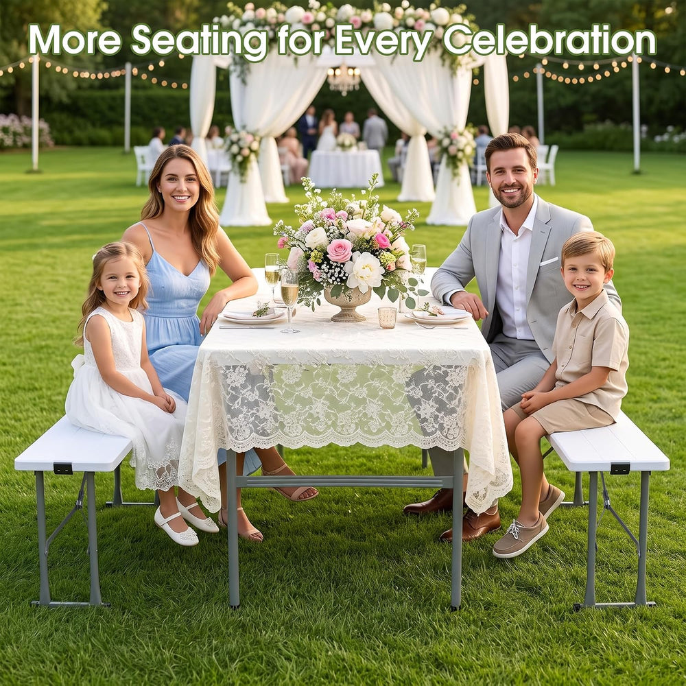 Camping table folding table and chairs foldable picnic table Portable White