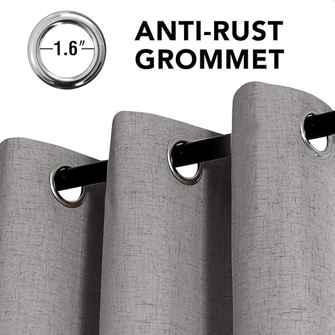 H.VERSAILTEX Linen Curtains 100% Blackout Curtains for Bedroom 102 inch Long ...