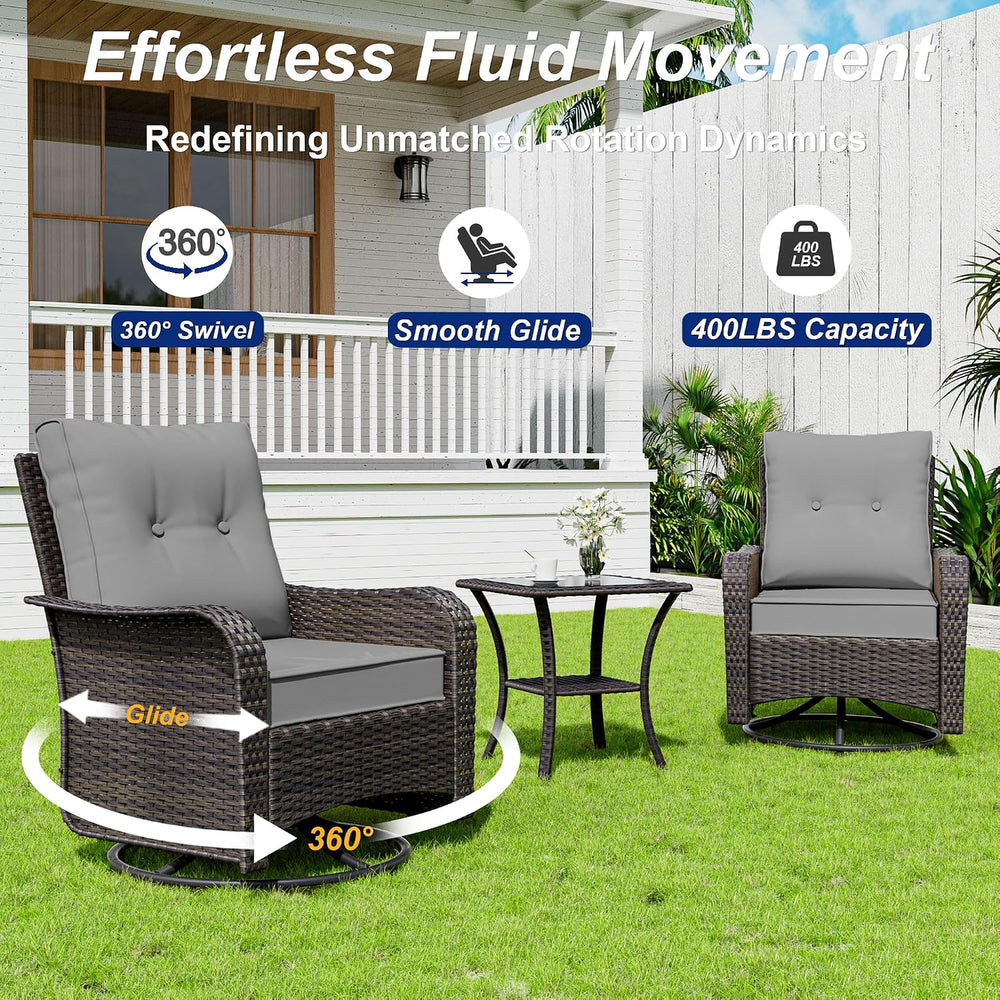 10 Pieces Patio Furniture Set with 2 Swivel Chairs Patio Furniture Outdoor Se...