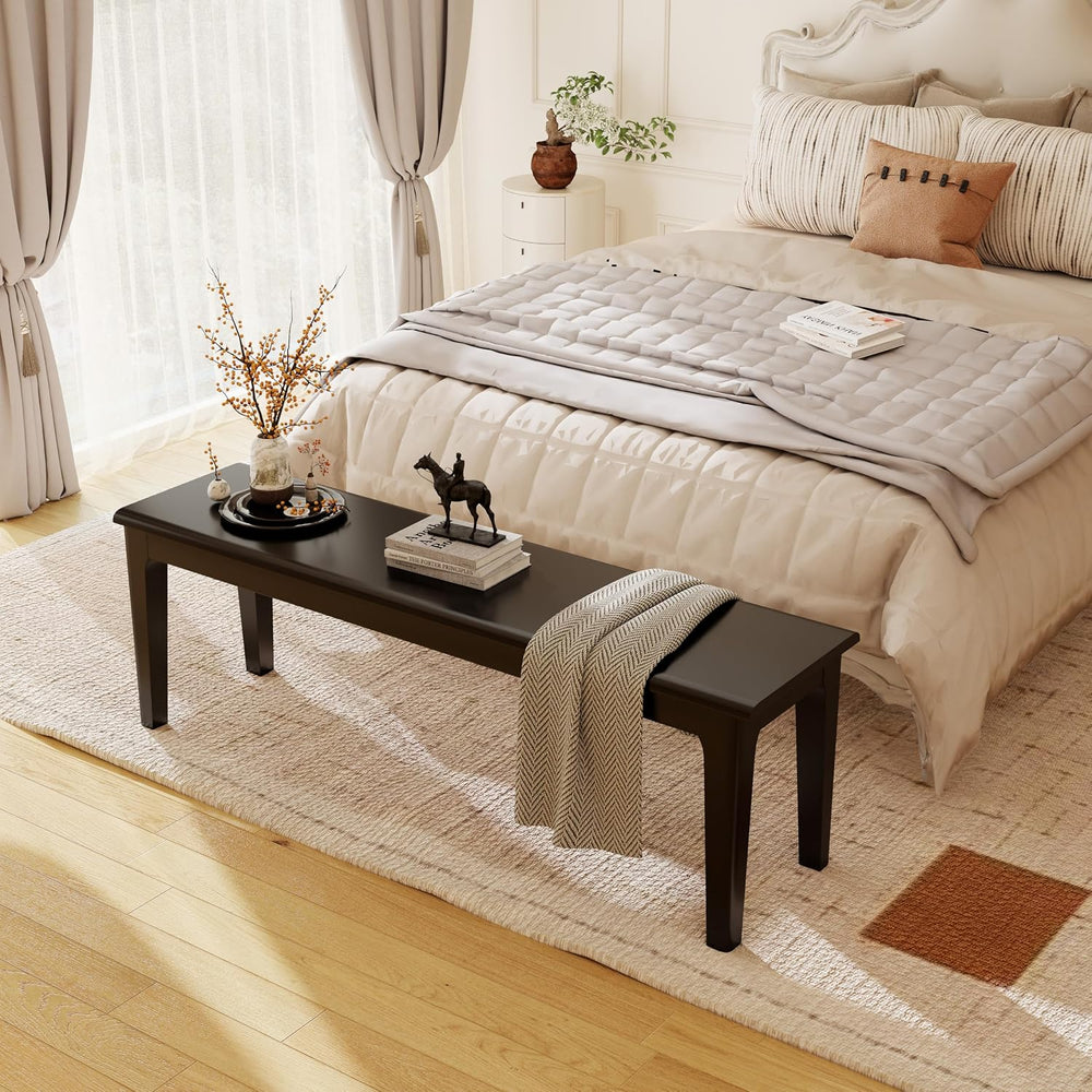 Dining Bench 55.1" Wood Solid Oak Wooden Bed End/Entryway Bench for Bedr...
