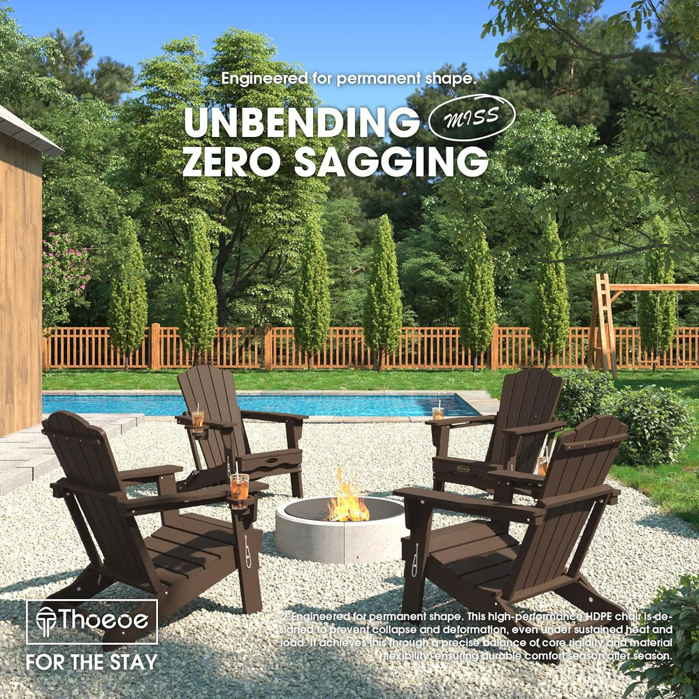 THOEOE Folding Adirondack Chair Set of 4, HDPE Fire Pit Chair Set of 4