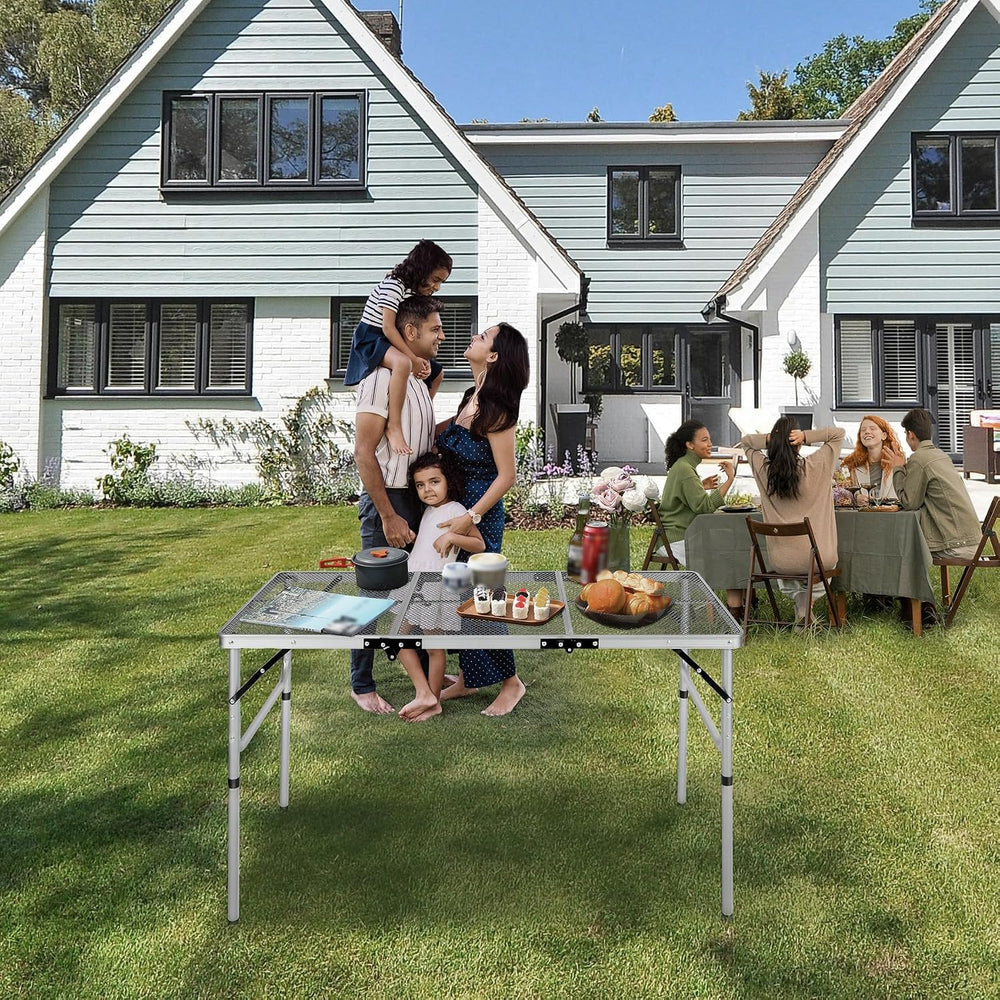 REDCAMP 48x24 Long Folding Grill Table for Outside, Lightweight Portable Meta...