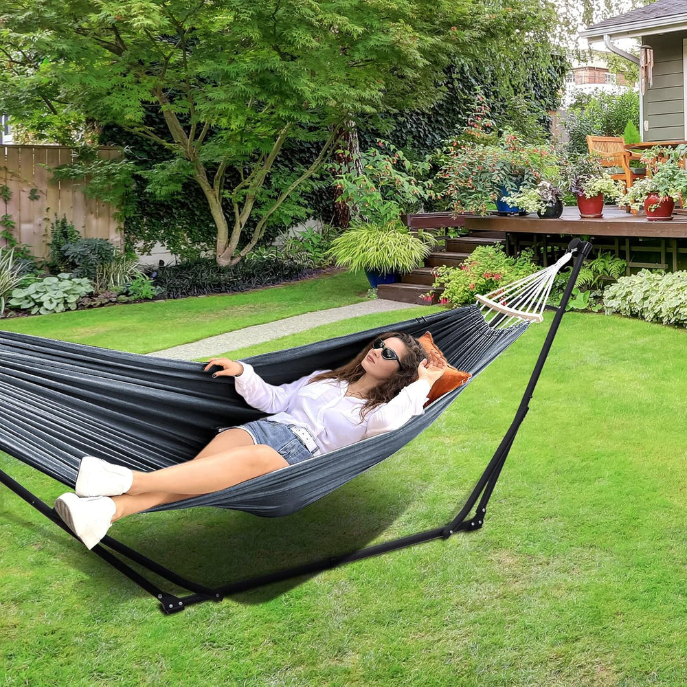ANYOO 2-in-1 Hammock & Chair Stand with Collapsible Steel Frame & Car...