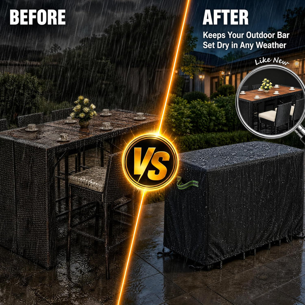 Outdoor Bar Height Dining Set Cover, Waterproof Heavy Duty Patio Table and Ch...