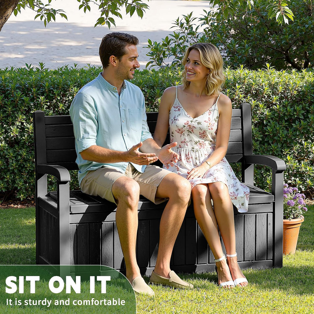 80 Gallon Outdoor Storage Bench,Waterproof Resin Deck Box with Seat
