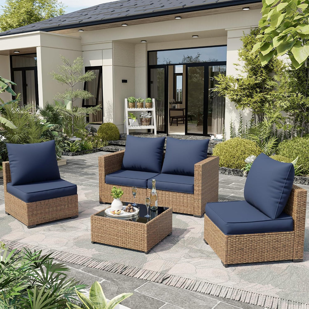 Amopatio Outdoor Chair Cushions, Navy, 23"×20"×4", Set of 4