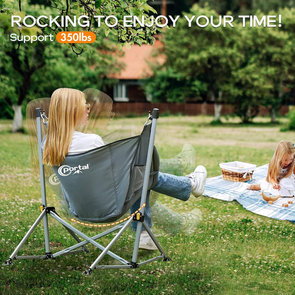 Portal Hammock Camping Chair,350 lbs Folding Rocking Chair for Adults, Grey