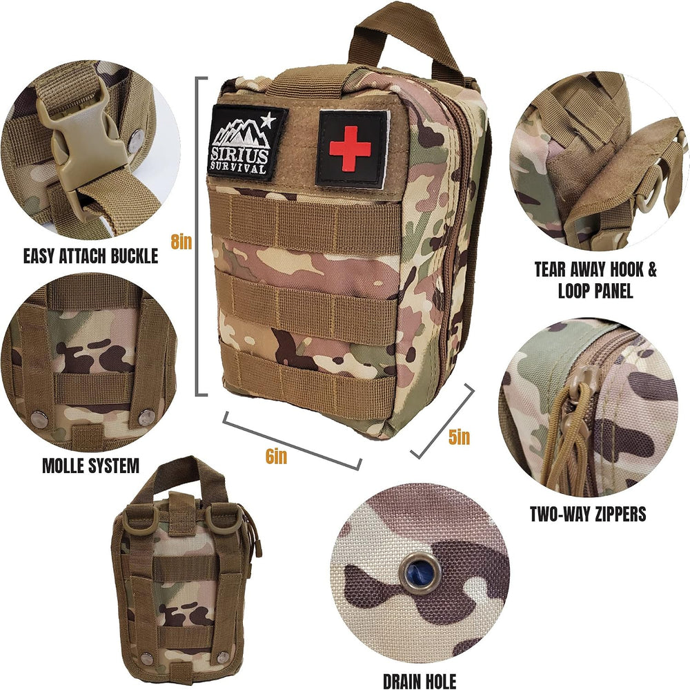 Premium 250 Piece Molle Survival & First Aid Kit - Outdoor Emergency Gear...