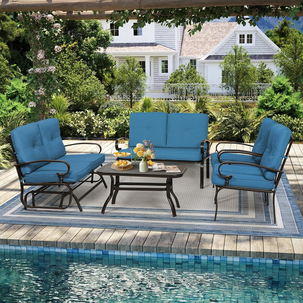 Oakcloud 5-Piece Outdoor Metal Furniture Sets Patio Conversation Set Wrought ...