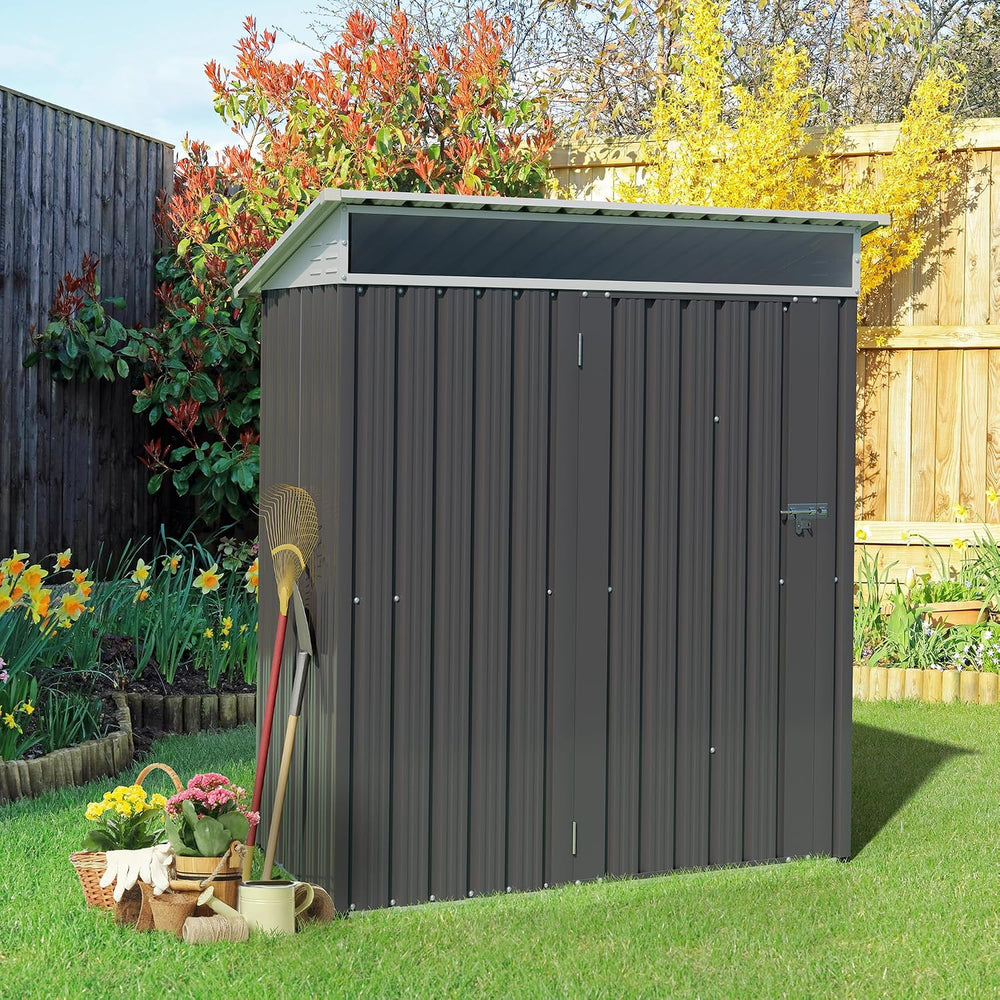 Vongrasig 5 x 3 x 6 FT Outdoor Storage Shed Clearance, Metal Garden Shed with...