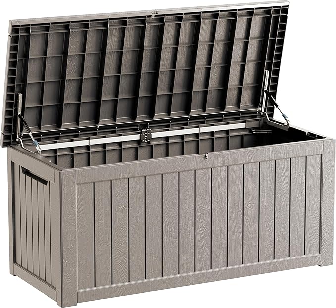 TARKARI 270 Gallon Lockable Resin Deck Box, Waterproof & UV-Resistant Out...