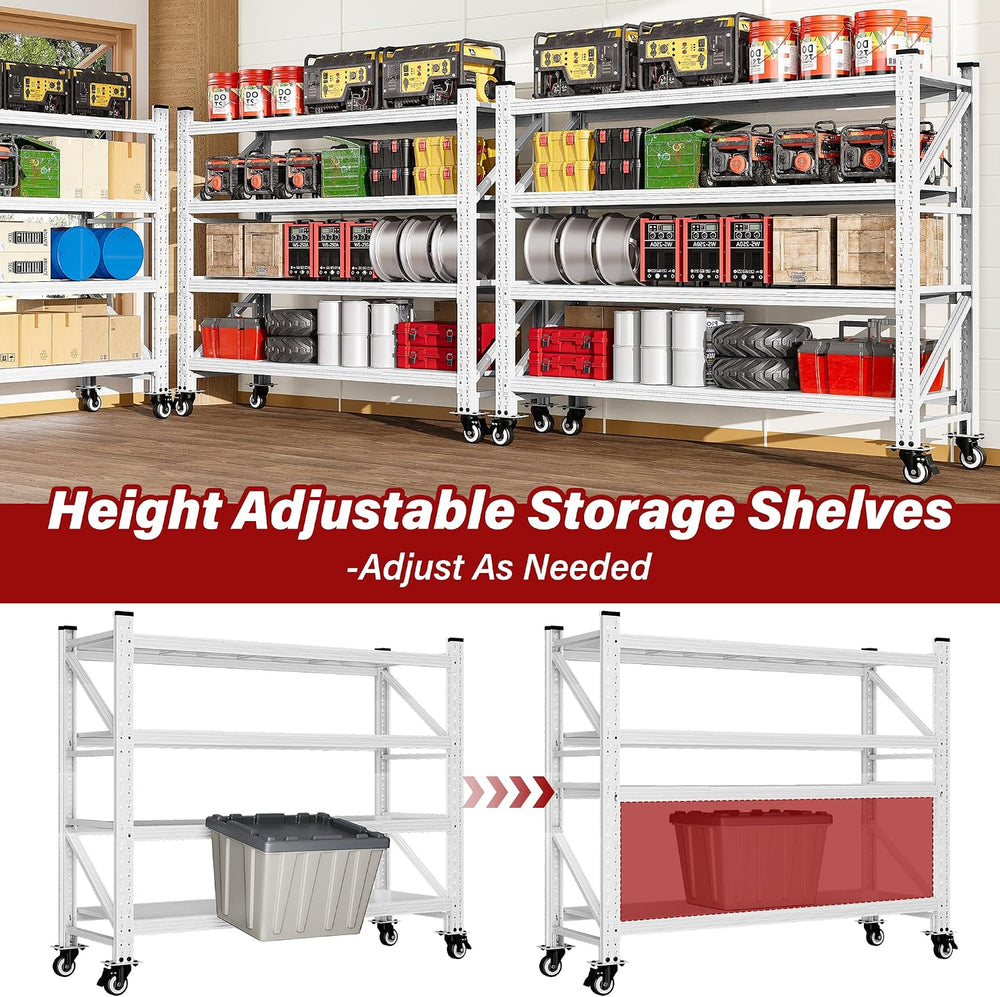 75.6" Tall Storage Shelves with Wheels,Rolling Heavy Duty Garage Shelvin...
