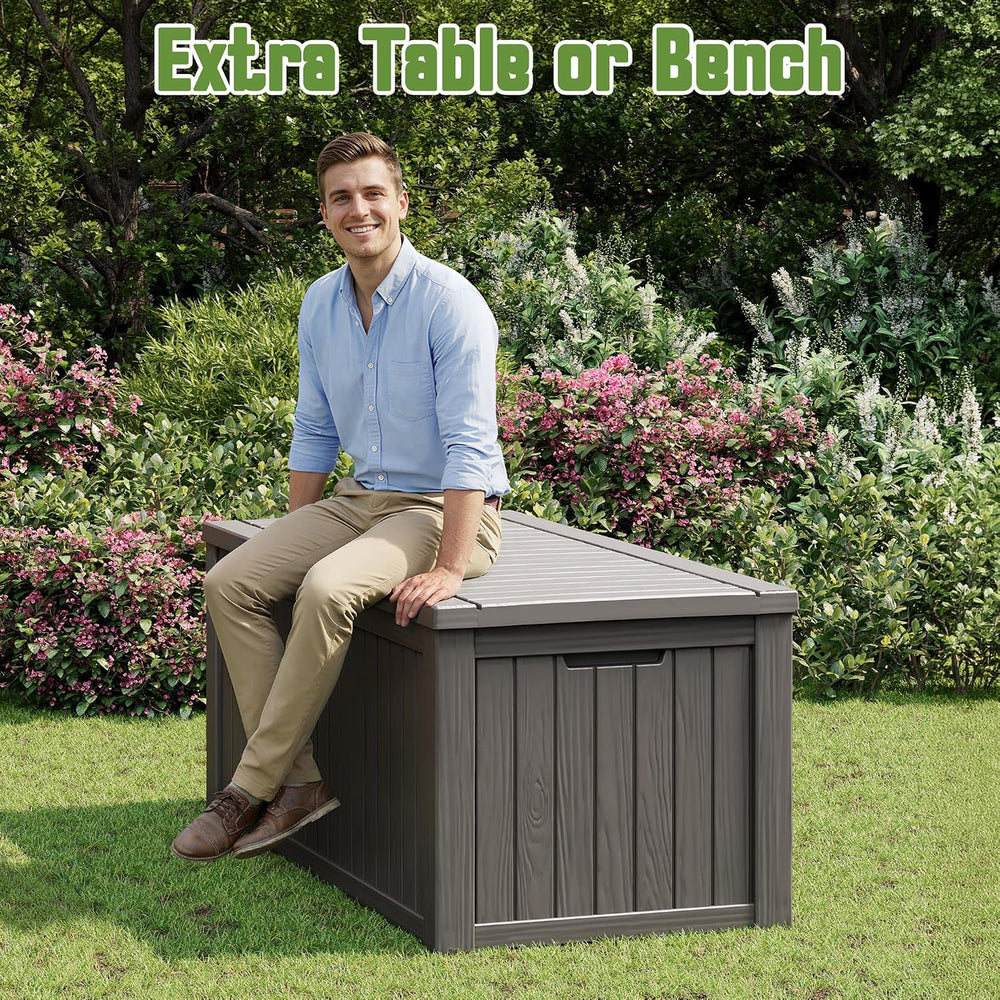 Outdoor Storage Waterproof Deck Box for Patio (220 Gallon, Grey)