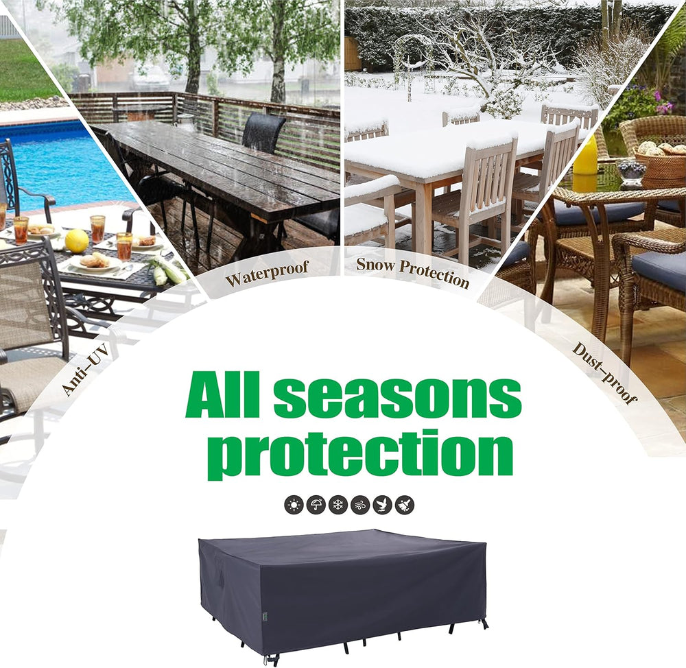 F&J Outdoors Extra Large Patio Furniture Cover, Grey, 140"W x 86&quo...