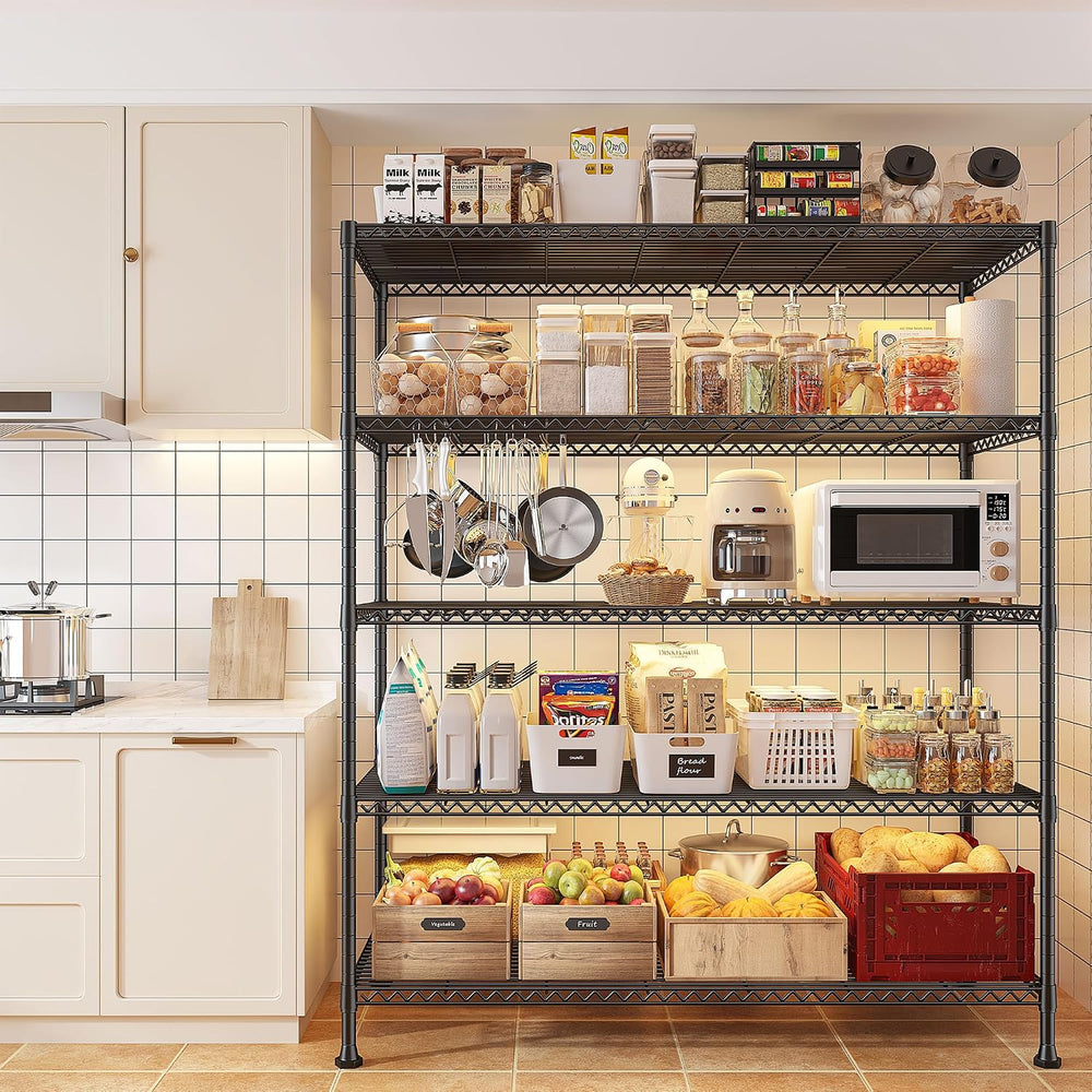 REIBII 5-Tier Storage Shelves, Space Saving&1000LBS Heavy Duty for Garage