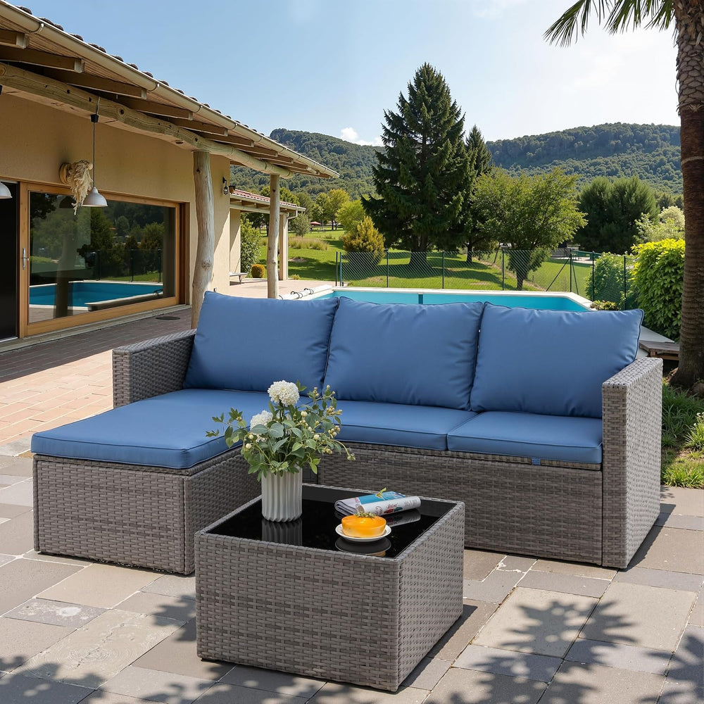 Shintenchi Outdoor Sectional Patio Furniture Set 4-Piece, All-Weather PE Ratt...