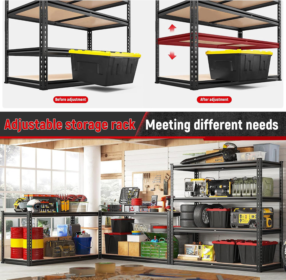 REIBII 2000LBS Storage Shelves,4-Tier Adjustable Garage Shelving for Pantry