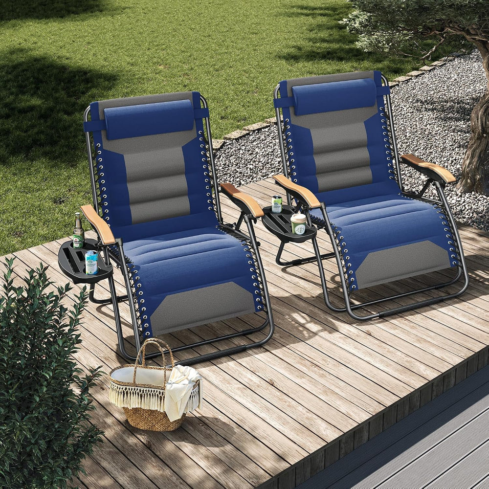 PHI VILLA Set of 2 Padded Zero Gravity Chair Recliner, 30" Wide 400 LBS