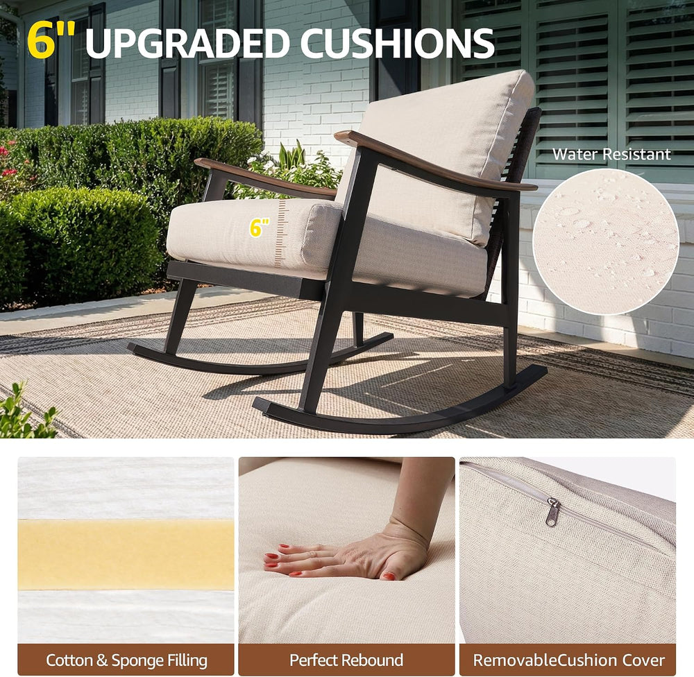 NATURAL EXPRESSIONS 3 Piece Rocking Bistro Set with Outdoor Rocker Chairs