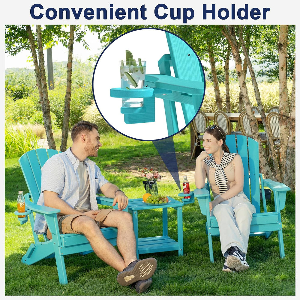 Plawdlik HDPE Folding Adirondack Chair with Cup Holder, Firepit, Aruba