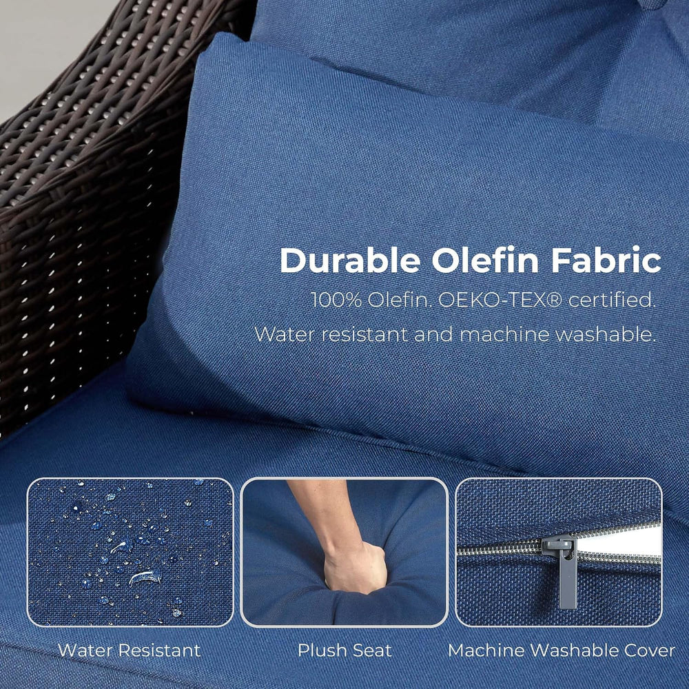CHITA Patio Furniture Set, Outdoor Rocking Swivel Chair with Ottoman